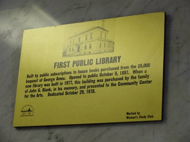 plaque about old library