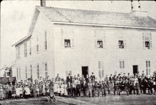 students in front of Laird School