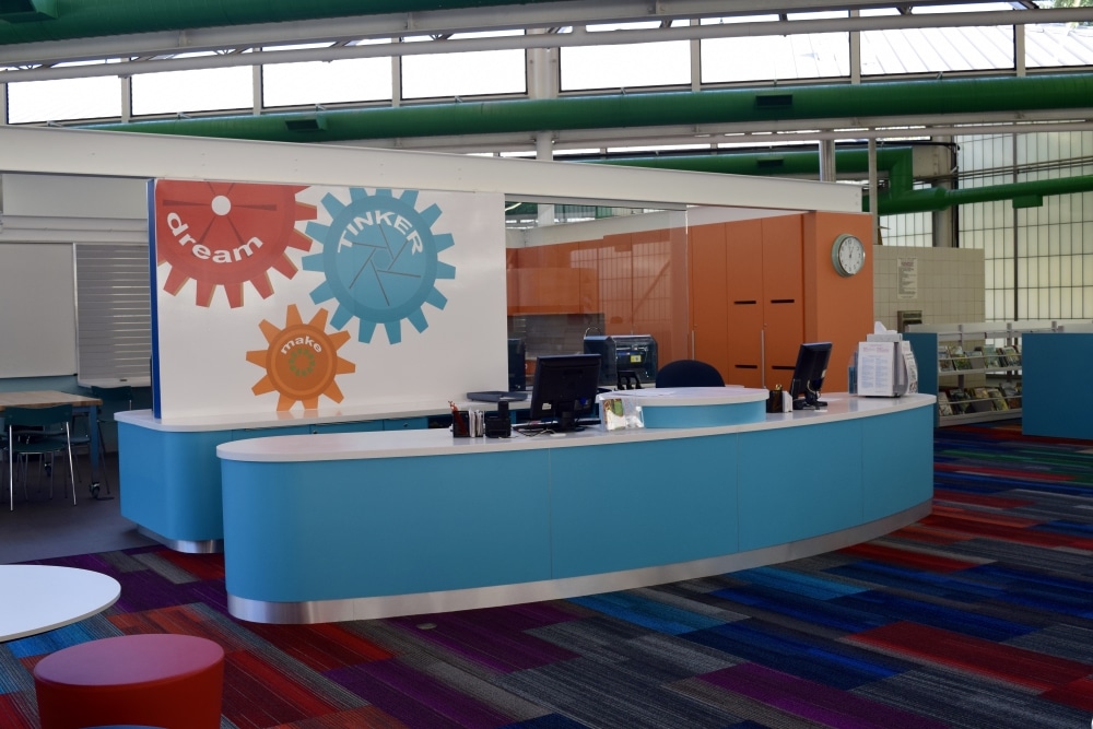 Youth Services desk and makerspace