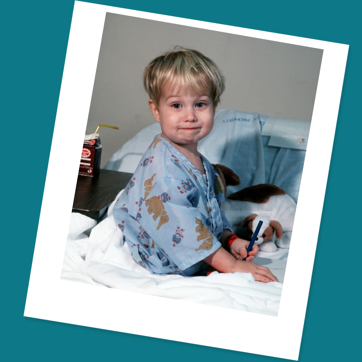 Little boy in hospital bed