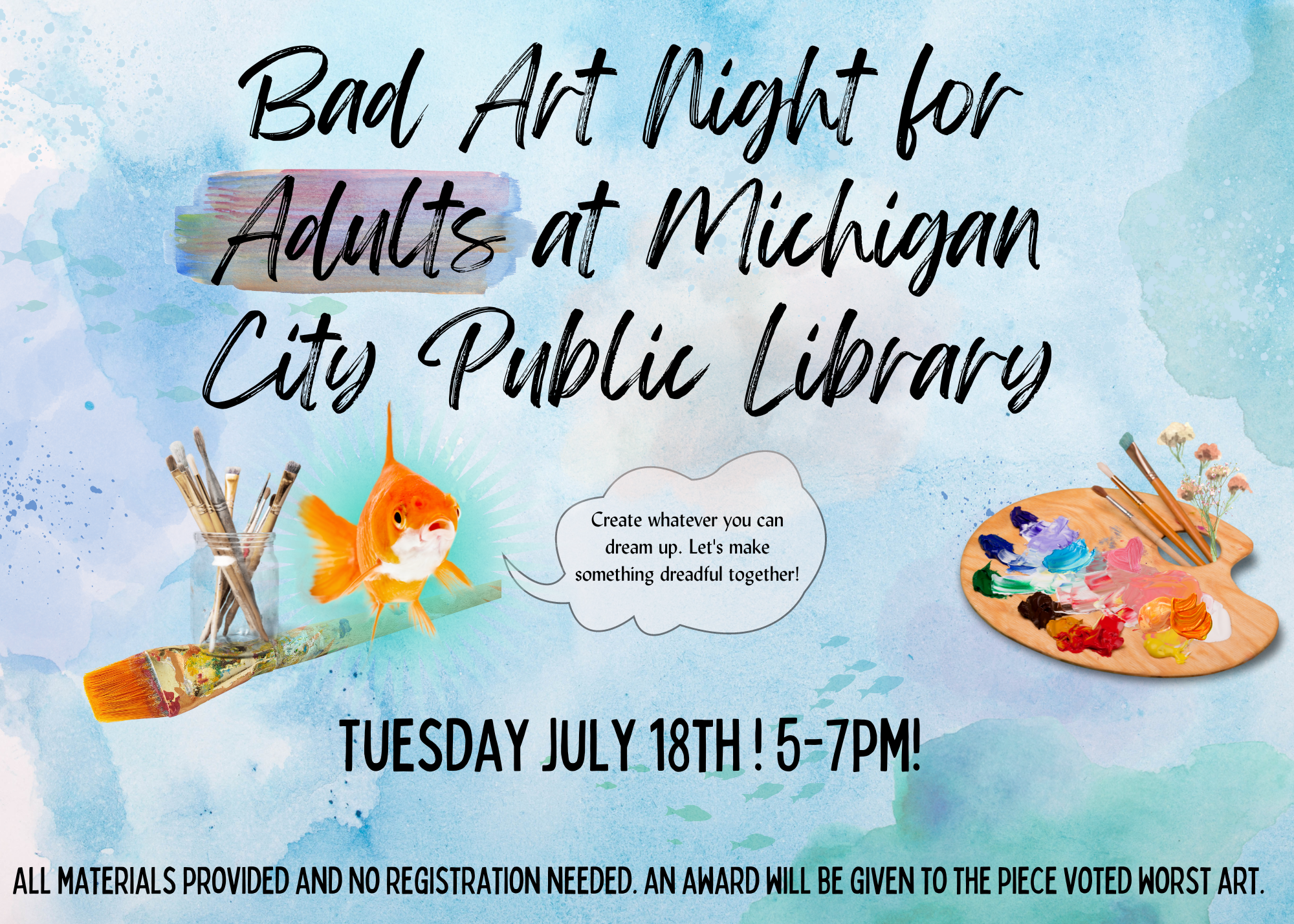 Bad Art Night for Adults at Michigan City Public Library, Tuesday, July 18 at 5:00 pm