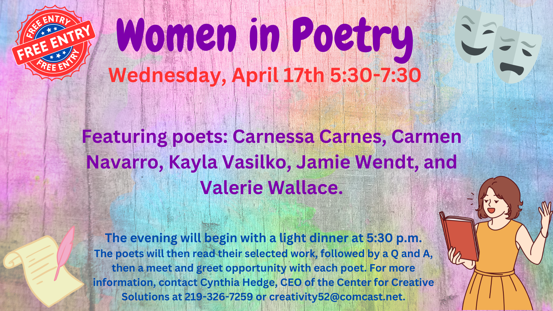 Women in Poetry event, Wednesday, April 17 at 5:30 pm
