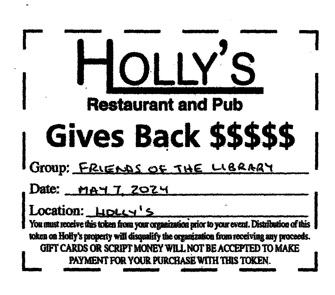 Holly's Giveback for the Friends of the Library, May 7, 2024